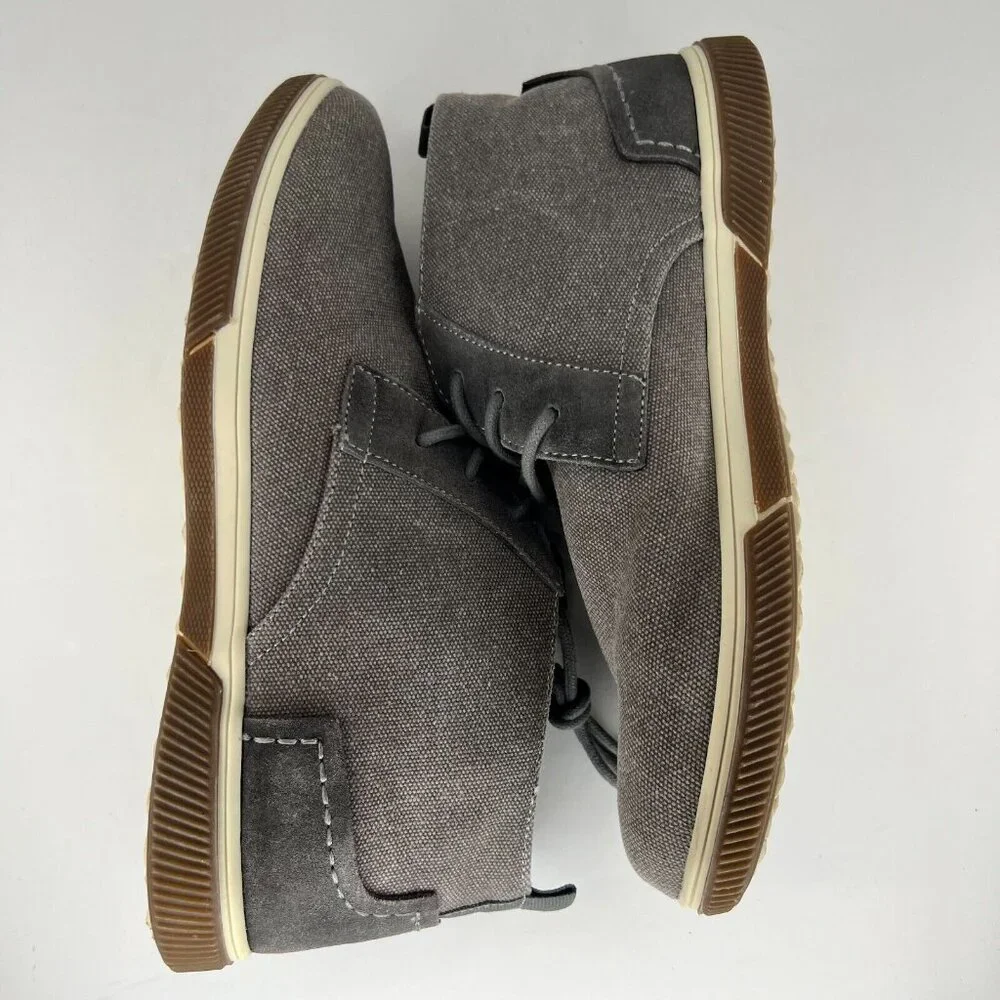 Steve Madden Mens P-Bardos Gray Leather Canvas LaceUp Size 8.5 Chukka Ankle Boot